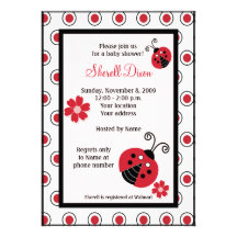 Lullabye Ladybug 5x7 Pink Trendy Invitations