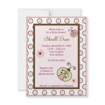 Lullabye Ladybug Mod Girly baby shower invitations