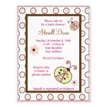 Lullabye Ladybug Mod Girly baby shower invitations