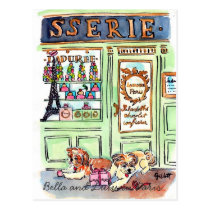 Lulu & Bella go to Paris postcard postcards