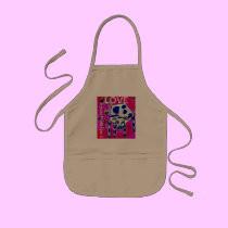 Lulu Blue Spotted LOVE Cow Apron aprons