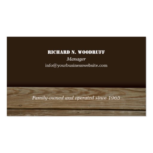 Lumber Business Card (back side)