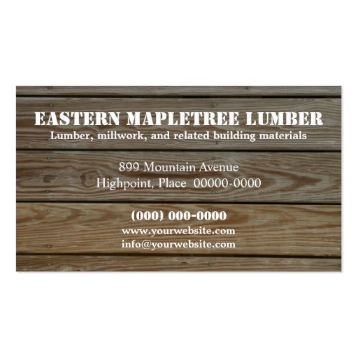 Lumber Business Card (front side)