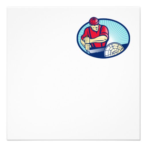Lumberjack Sawyer Logger Woodcutter Retro Custom Invitations