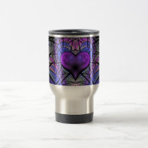 Luminescent Heart Fractal Travel Mugs mugs