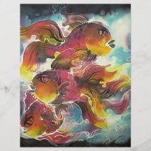 Luminous Colorful Goldfish Silk Art Custom Flyer