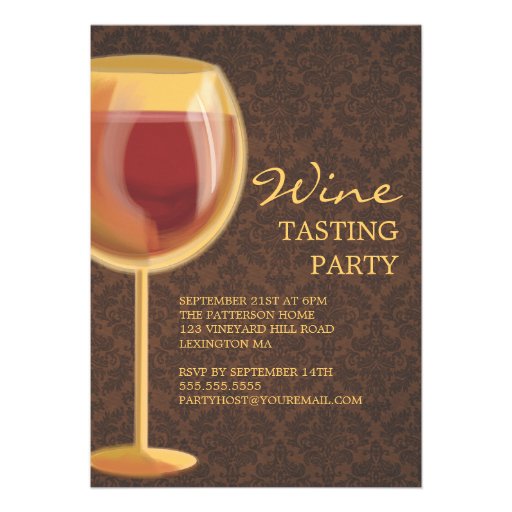 Luminous Wine Glass Wine Tasting Party Invitation (front side)