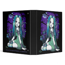 luna, moon, lilly, lillie, flower, lady, bug, night, sky, stars, fantasy, gothic, celestial, art, big, eyed, myka, jelina, mika, faeries, nymphs, sprites, Binder with custom graphic design