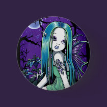 "Luna" Gothic Moon Lilly Fairy Art Pinback Button buttons