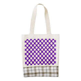Lunares amarillos con el fondo púrpura bolsa tote zazzle HEART