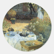 Luncheon by Claude Monet, Vintage Impressionism Round Sticker