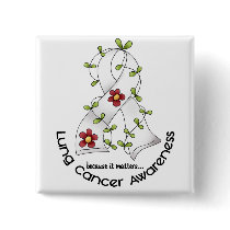 Lung Cancer Awareness FLOWER RIBBON 1 buttons by awarenessgifts Lung Cancer Awareness FLOWER RIBBON 1 buttons