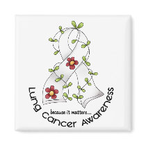 Lung Cancer Awareness FLOWER RIBBON 1 magnets by awarenessgifts Lung Cancer Awareness FLOWER RIBBON 1 magnets