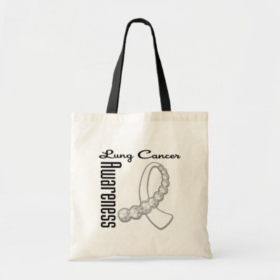 Lung  Cancer Awareness Gemstone Ribbon Canvas Bags