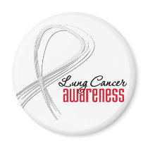 Lung Cancer Awareness Grunge Ribbon magnets by cancerapparel Lung Cancer Awareness Grunge Ribbon magnets