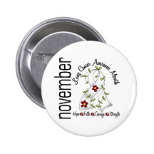 Lung Cancer Awareness Month Flower Ribbon 1 Pinback Buttons