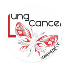 Lung Cancer BUTTERFLY 3.1 Round Sticker