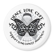 Lung Cancer Butterfly Tribal magnets by fightcancertees Lung Cancer Butterfly Tribal magnets