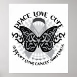 Lung Cancer Butterfly Tribal posters