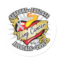 Lung Cancer Classic Heart stickers by fightcancertees Lung Cancer Classic Heart stickers