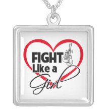 Lung Cancer Fight Like a Girl Heart Necklaces