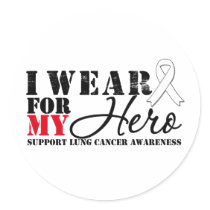 Lung Cancer Hero Ribbon stickers by cancerapparel Lung Cancer Hero Ribbon stickers