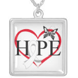 Lung Cancer Hope Butterfly Heart Décor necklaces