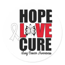 Lung Cancer Hope Love Cure stickers by giftsforawareness Lung Cancer Hope Love Cure stickers