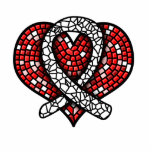 Lung Cancer Mosaic Heart Ribbon Sculpture