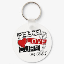 Lung Cancer PEACE LOVE CURE 1 keychains by awarenessgifts Lung Cancer PEACE LOVE CURE 1 keychains