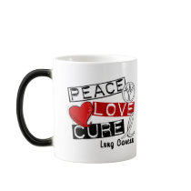 Lung Cancer PEACE LOVE CURE 1 Mugs