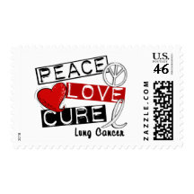 Lung Cancer PEACE LOVE CURE 1 Postage Stamps