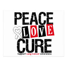 Lung Cancer Peace Love Cure Postcard