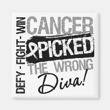 Lung Cancer Picked The Wrong Diva Refrigerator Magnets