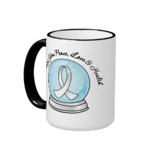 Lung Cancer Ribbon Merry Christmas Snowglobe mug