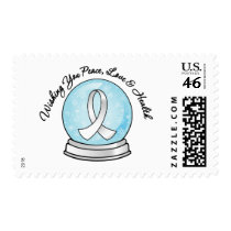 Lung Cancer Ribbon Merry Christmas Snowglobe Stamps