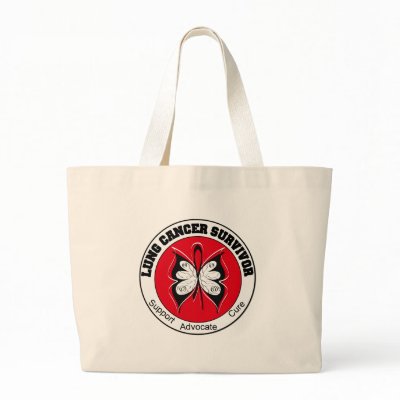 Lung Cancer Survivor Butterfly tote bags