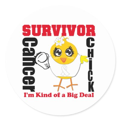 Lung Cancer Survivor Chick Ribbon Round Stickers