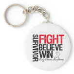 Lung Cancer Survivor Fight Believe Motto Keychain
