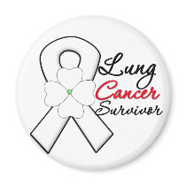 Lung Cancer Survivor Flower Ribbon magnets by cancerapparel Lung Cancer Survivor Flower Ribbon magnets
