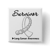 Lung Cancer Survivor Gemstone Ribbon buttons by cancerapparel Lung Cancer Survivor Gemstone Ribbon buttons