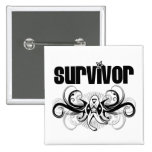 Lung Cancer Survivor Grunge Winged Emblem buttons