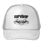Lung Cancer Survivor Grunge Winged Emblem hats