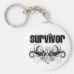 Lung Cancer Survivor Grunge Winged Emblem keychains