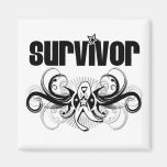 Lung Cancer Survivor Grunge Winged Emblem magnets