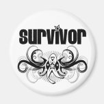 Lung Cancer Survivor Grunge Winged Emblem magnets