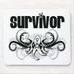 Lung Cancer Survivor Grunge Winged Emblem mousepads