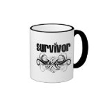 Lung Cancer Survivor Grunge Winged Emblem mugs