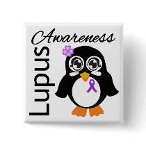 Lupus Awareness Penguin Pinback Button