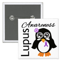 Lupus Awareness Penguin Pinback Button
